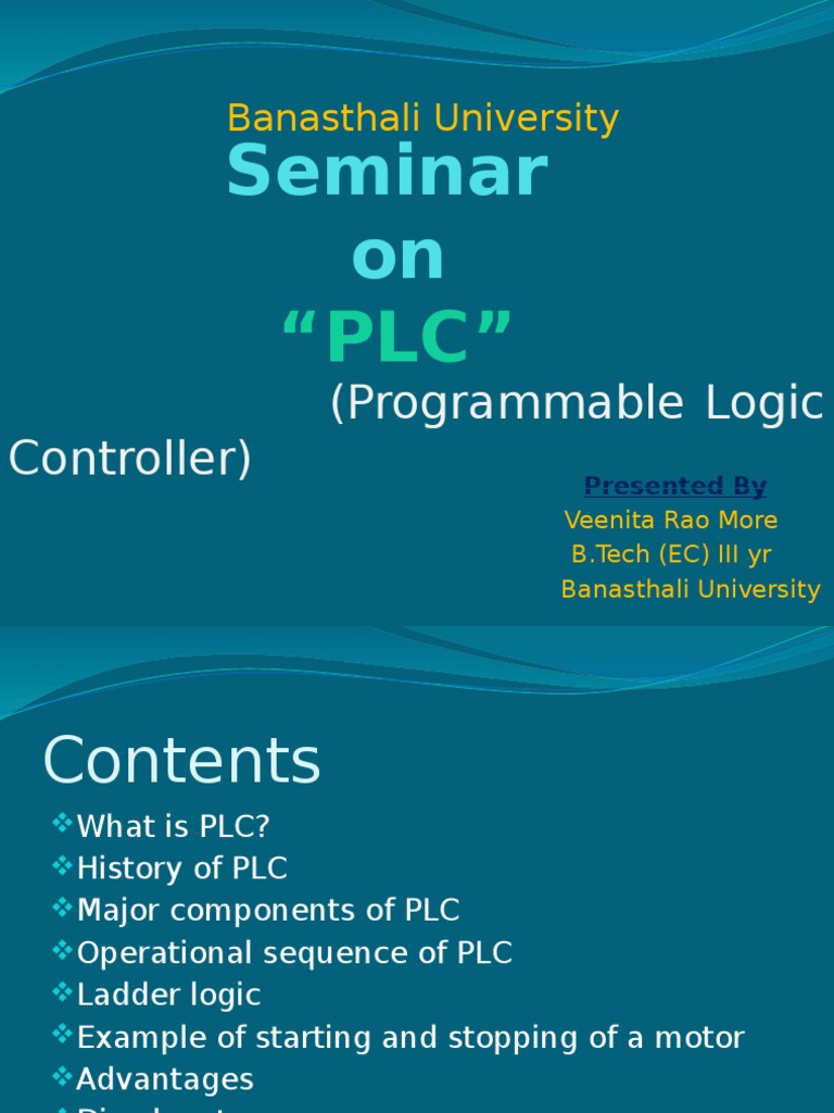 PLC Overview and Applications | PDF | Programmable Logic Controller ...