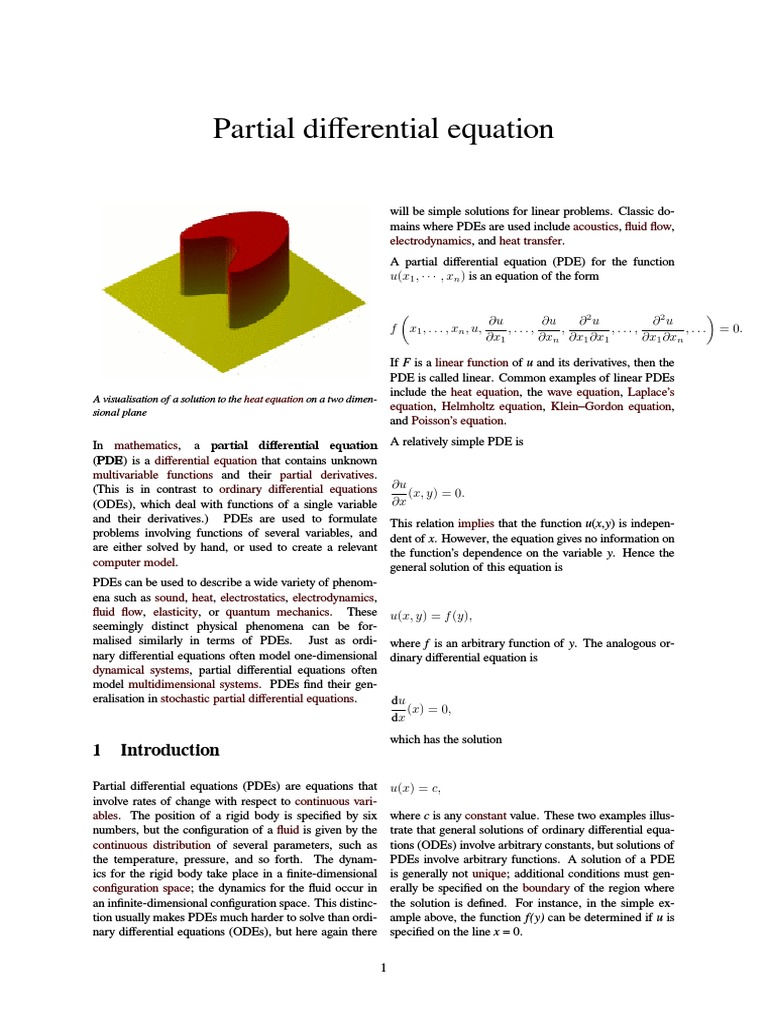 Overview of Partial Differential Equations | PDF | Partial Differential ...