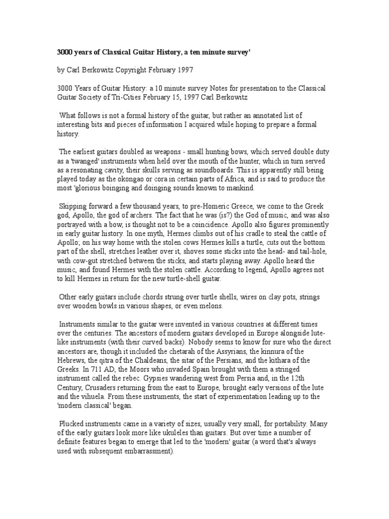 3000 Years of Classical Guitar History, A Ten Minute Survey' PDF