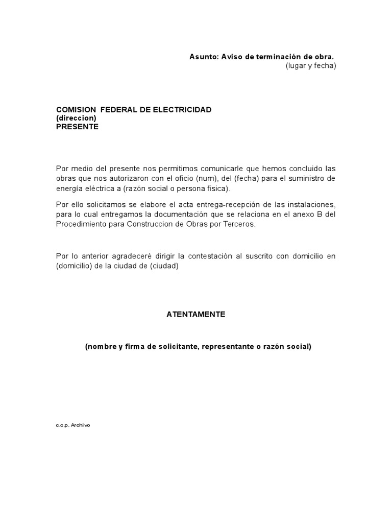 5  Aviso de Terminacion de Obra  PDF