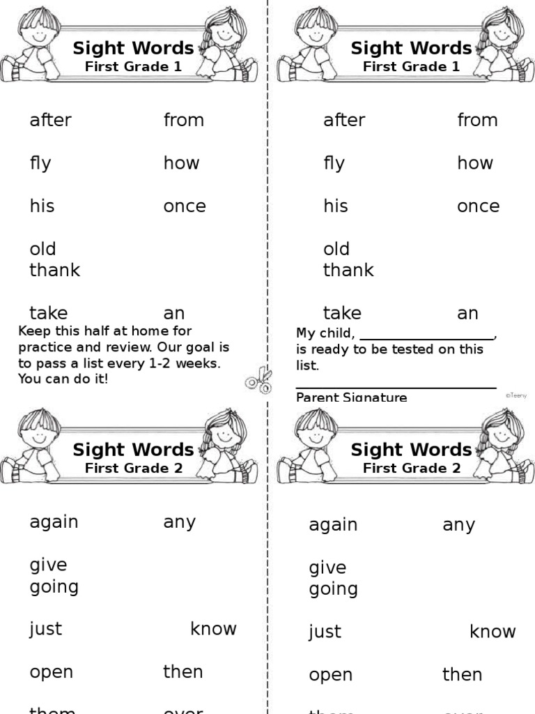 Dolch Sight Words First Grade Lists | PDF | Language Arts & Discipline
