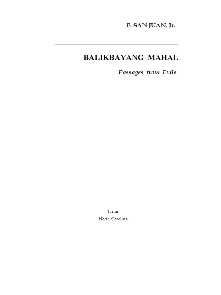 Balikbayang Mahal, Passages From Exile PDF Nature image