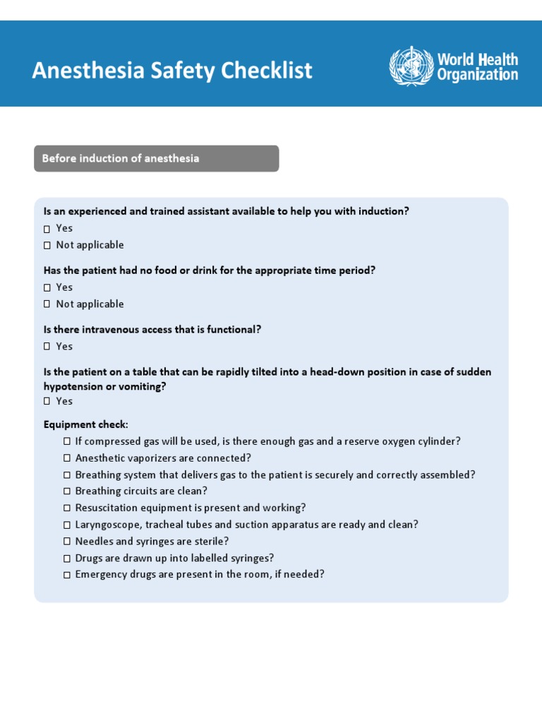 Checklist anestesia OMS 2013.pdf Anesthesia Surgery
