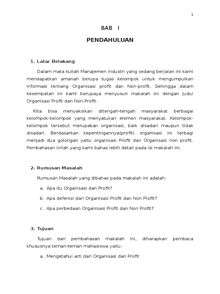 Organisasi Profit Dan Non Profit