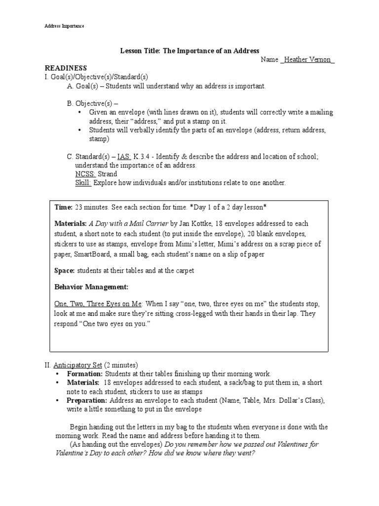 Lesson Plan2-Directinstruction-Address-Edit | PDF | Envelope | English ...