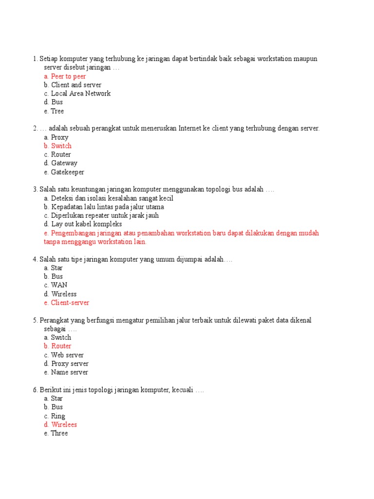 Soal Jaringan Lan Esai Dan Pilihan Ganda Ok
