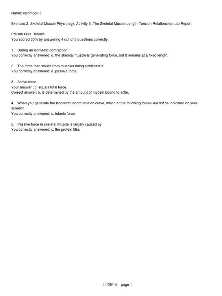 Skeletal Muscle Length-Tension Lab Report | PDF | Muscle Contraction ...
