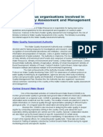 Role of Various Organisations Involved in Water Quality Assessment and Management