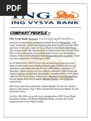 Ing Vysya Bank Economy Related Organizations Economic Institutions