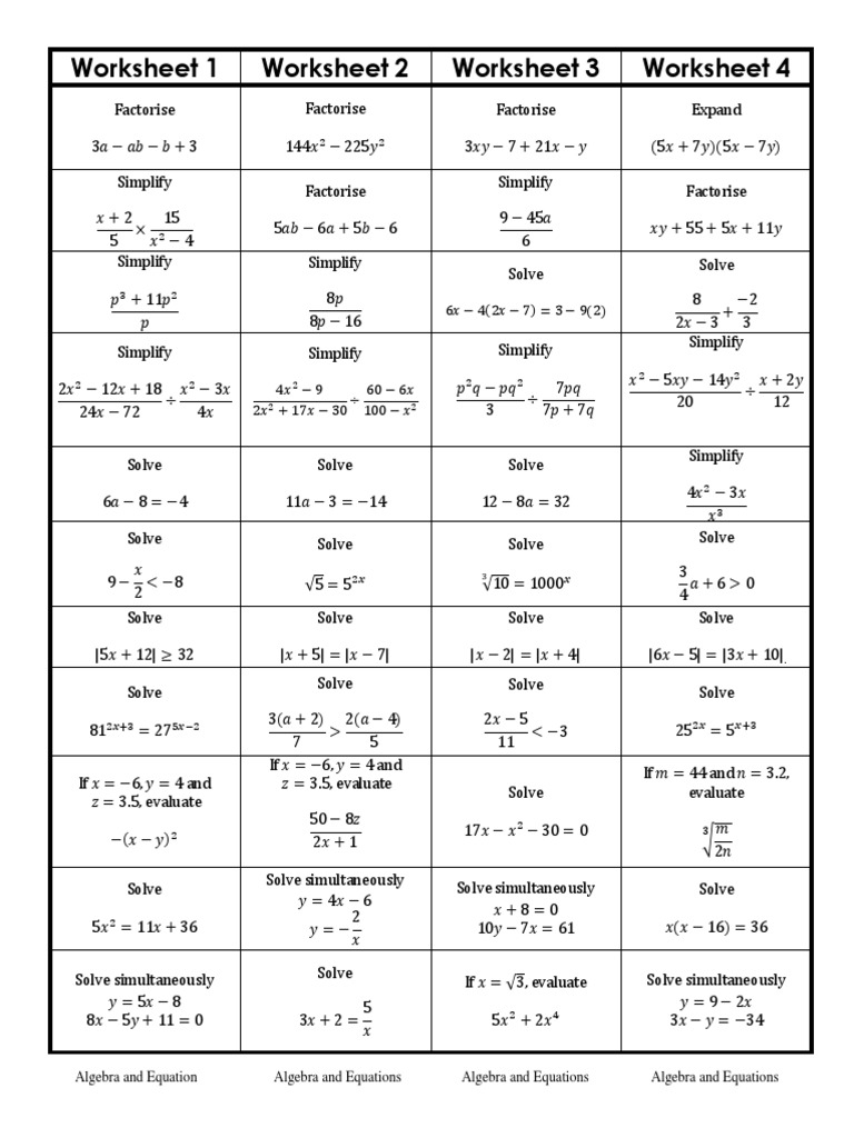 2 Math HW (Algebra and Equations) | PDF | Teaching Methods & Materials ...