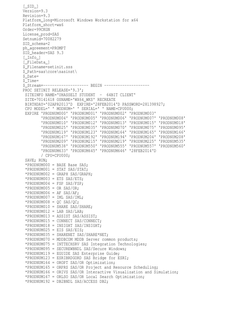 Sas Sid File1 PDF Sas (Software) Information Retrieval