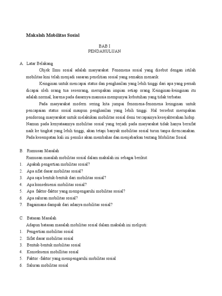 Makalah Mobilitas Sosial