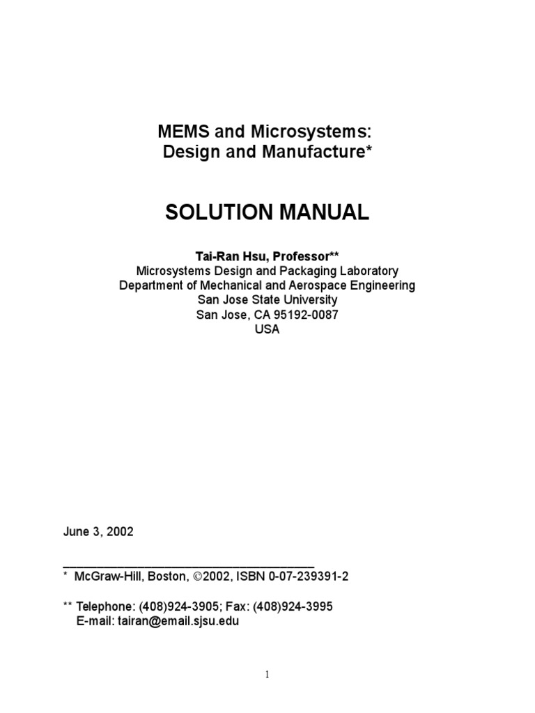 MEMS & Microsystems Design & Manufacturing Solution | PDF