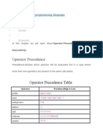 Operator Precedence Table