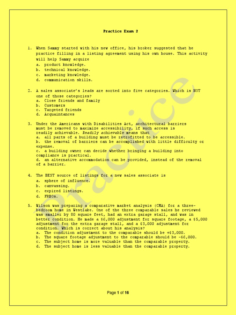 Florida Real Estate Post Licensing Exam PDF Mortgage Loan Real