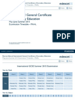 International Gcse -June 2015 Final Timetable