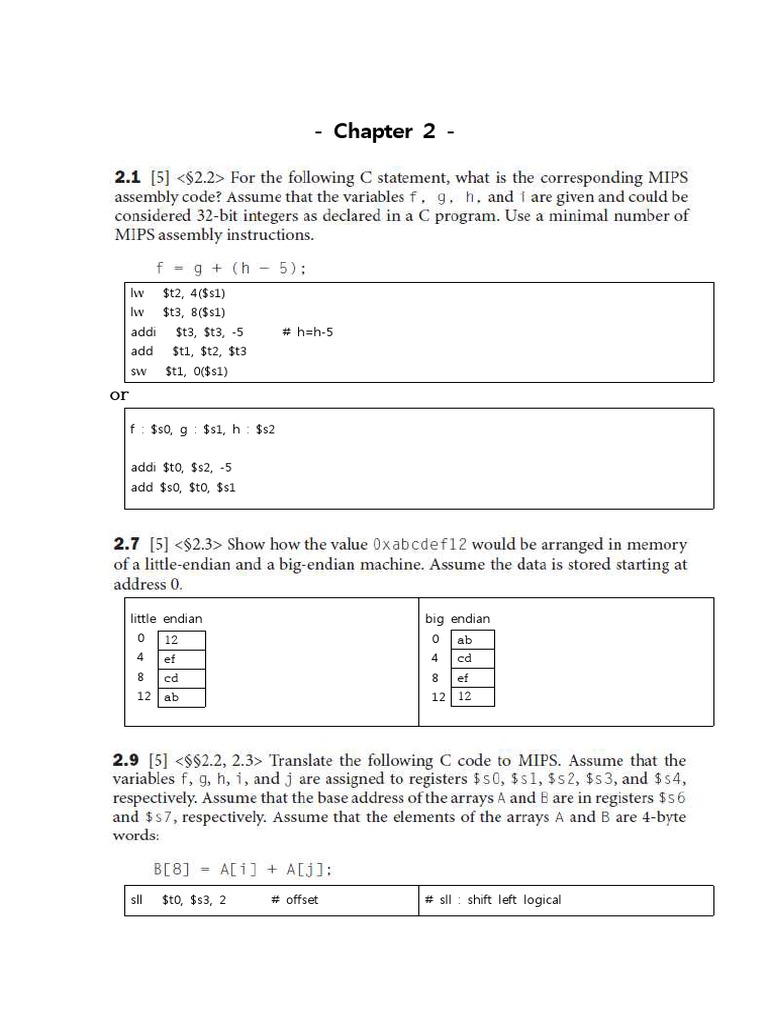 Computer Organization And Design Chapter 2 Solutions