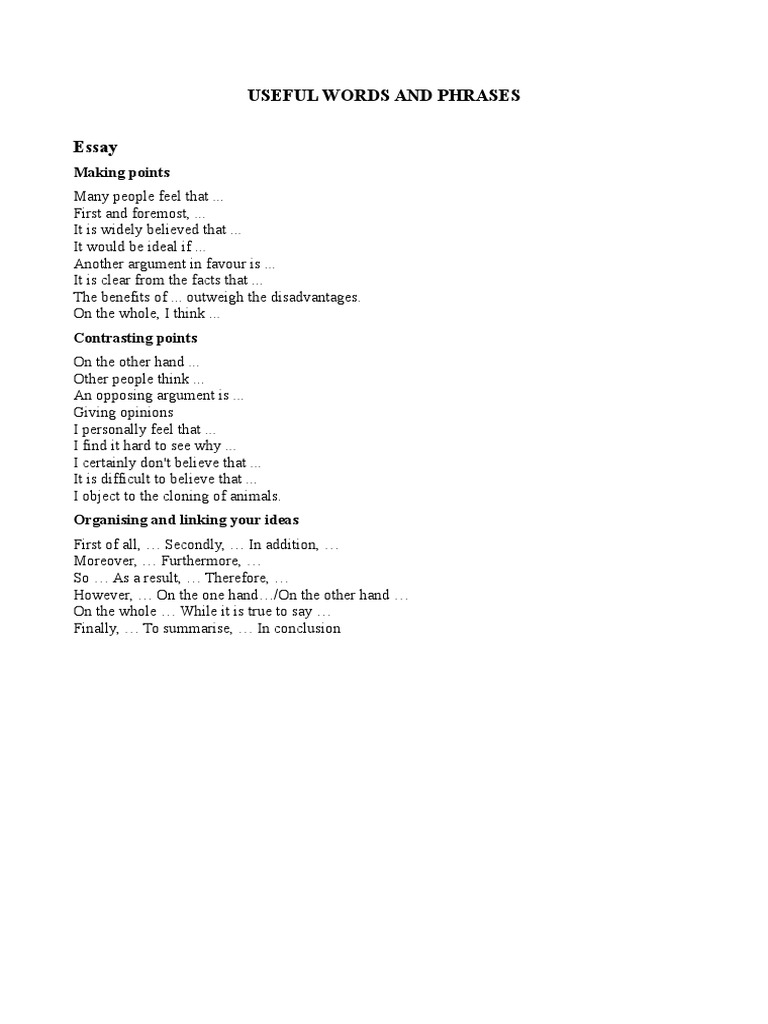 Linkers in essay picture