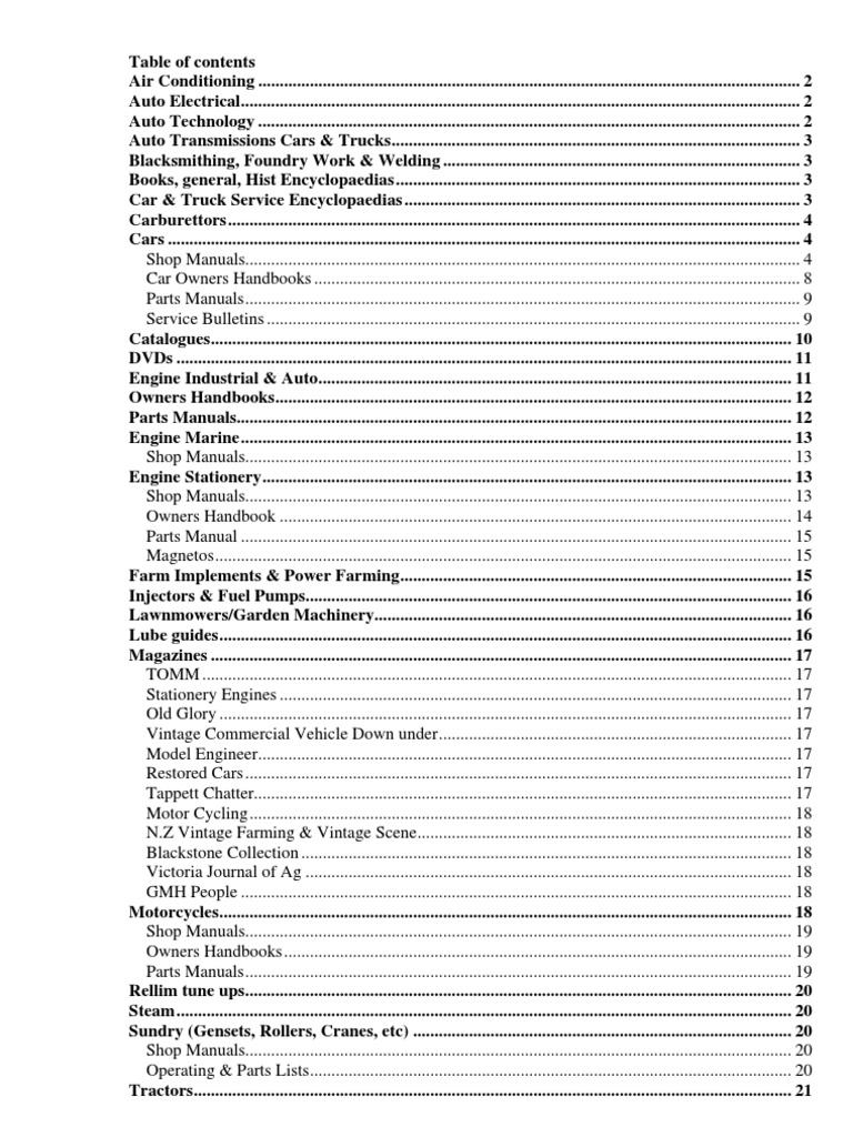 Automotive Manuals and Resources Guide | PDF | Tractor | Internal ...