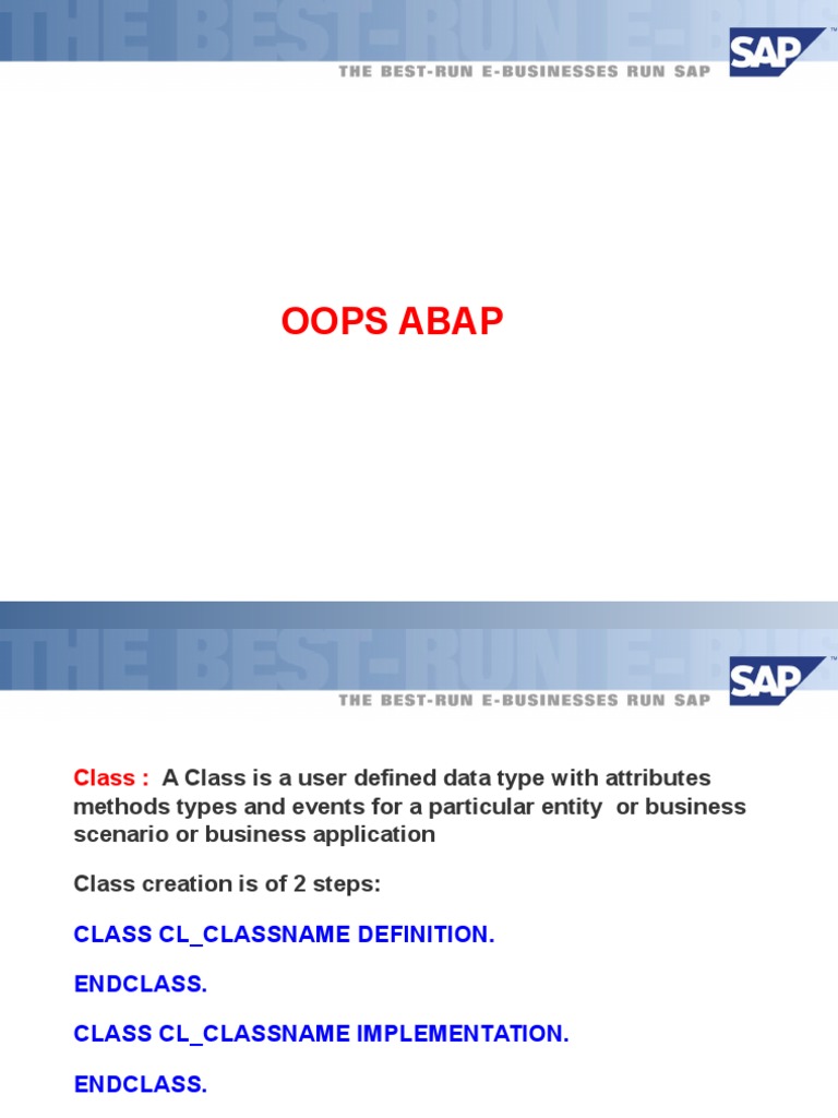 OOPS Abap | PDF | Constructor (Object Oriented Programming) | Programming