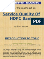 Service Quality of HDFC Bank: Summer Training Project On