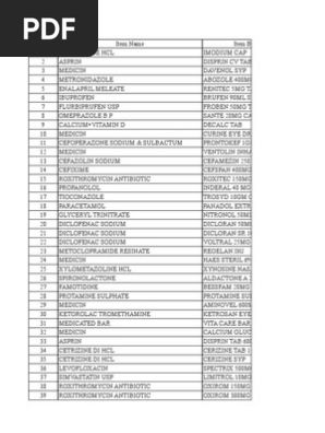 Item List Pdf Hydrochloric Acid Clinical Medicine