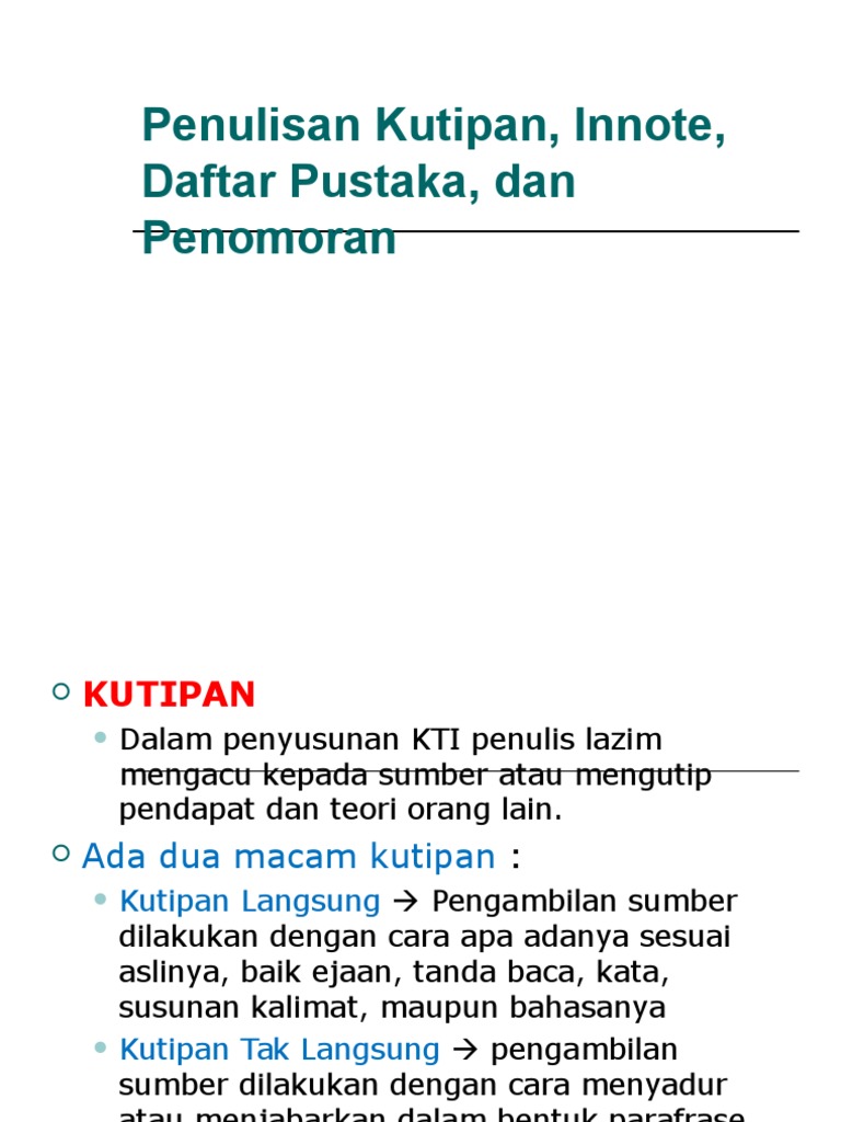 Panduan Penulisan Innote dan Kutipan | PDF