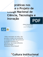 Boas Práticas Nos NITs e o Projeto de Código Nacional de Ciência, Tecnologia e Inovação