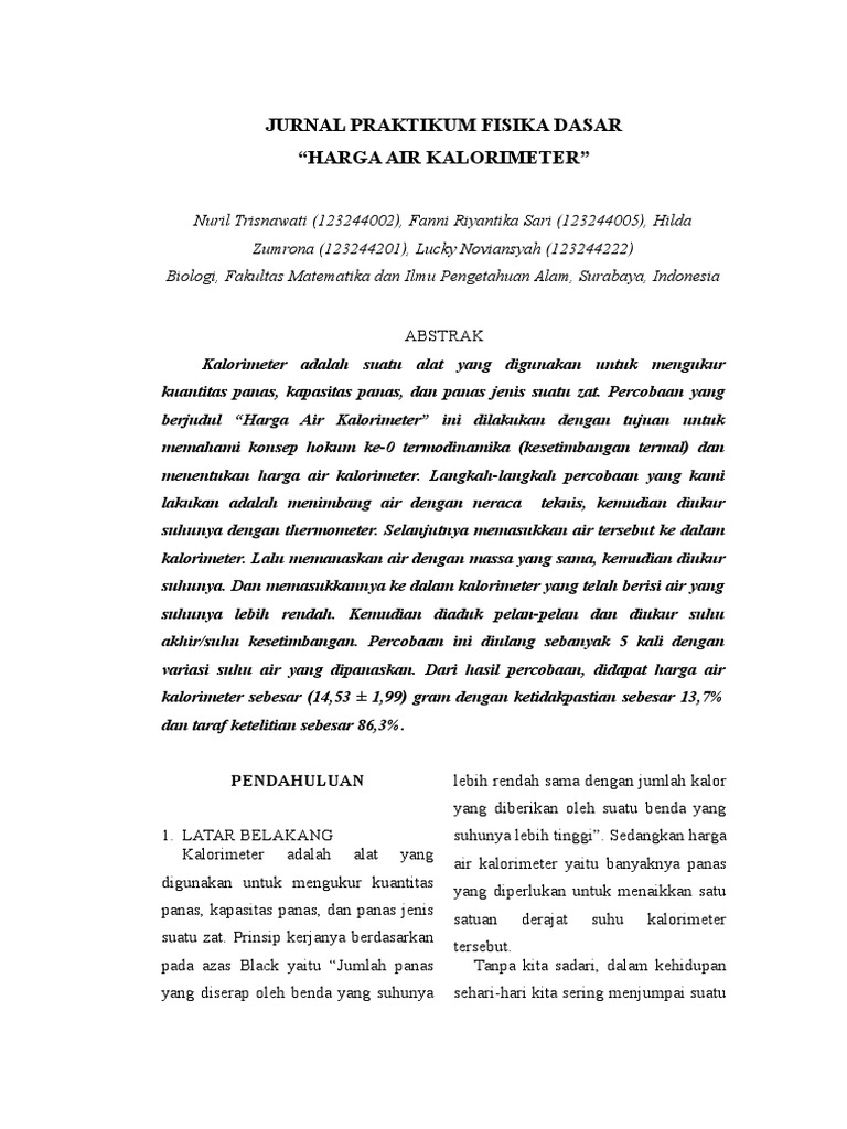 Jurnal Praktikum Fisika Dasar Pdf