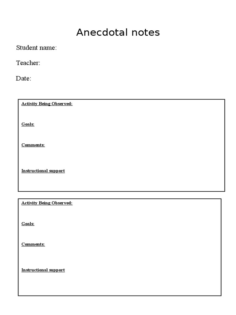 Teacher's Guide to Anecdotal Notes | PDF | Career & Growth