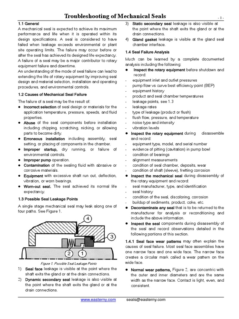 Troubleshooting of Mechanical Seals PDF Wear Pump