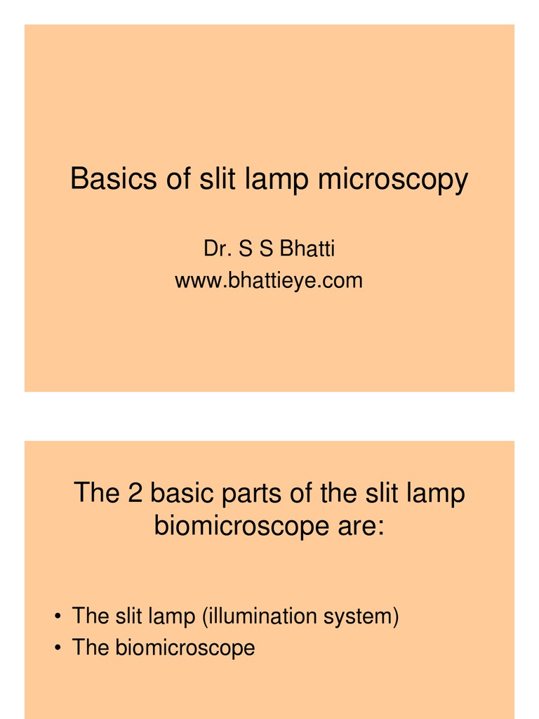 Slit Lamp Basics | PDF | Glass Engineering And Science | Optics