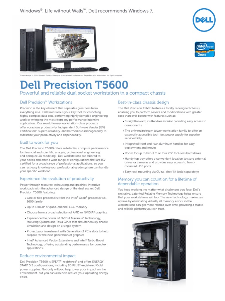 DellPrecisionT5600SpecSheet.pdf Solid State Drive 64 Bit Computing
