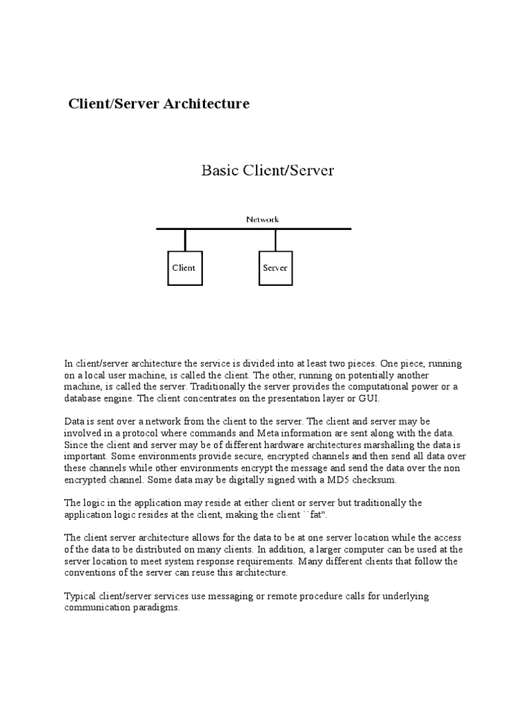 An In-Depth Explanation of Client/Server Architecture and its ...