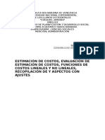 Estimación de costos y funciones de costos lineales y no lineales