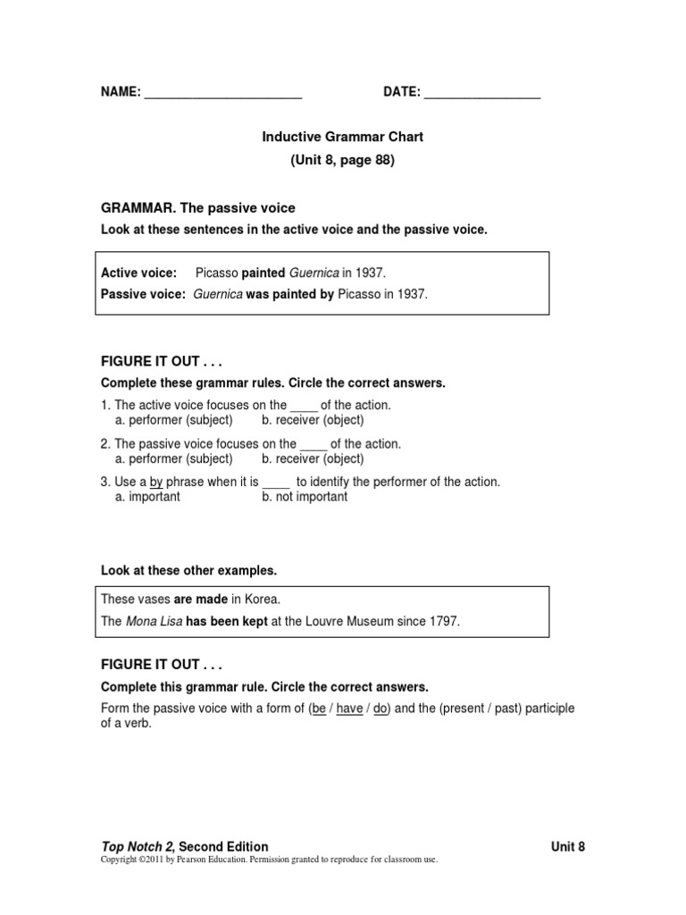 Top Notch 2 Grammar Chart Unit 8 PDF