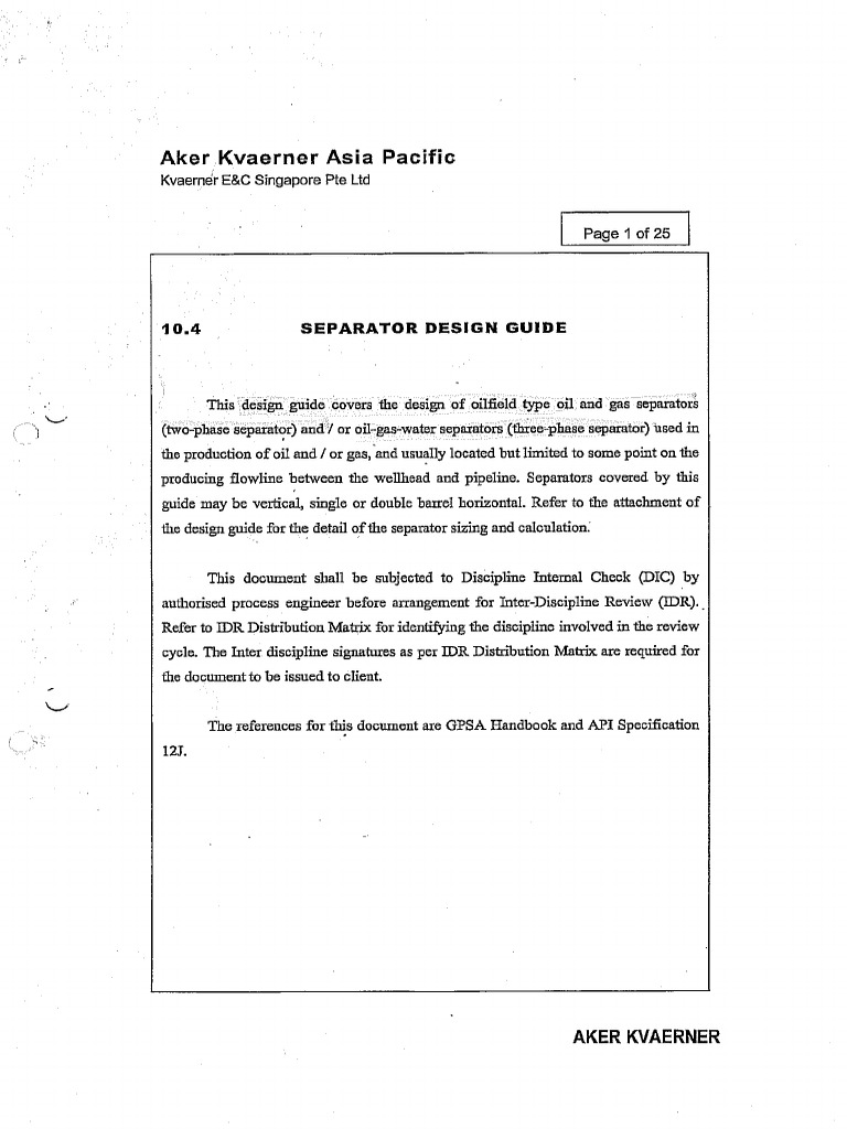 Aker Kvaerner - Separator Design Guide | PDF