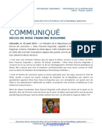 Communiqué de presse - Décès de Rose Francine Rogombe