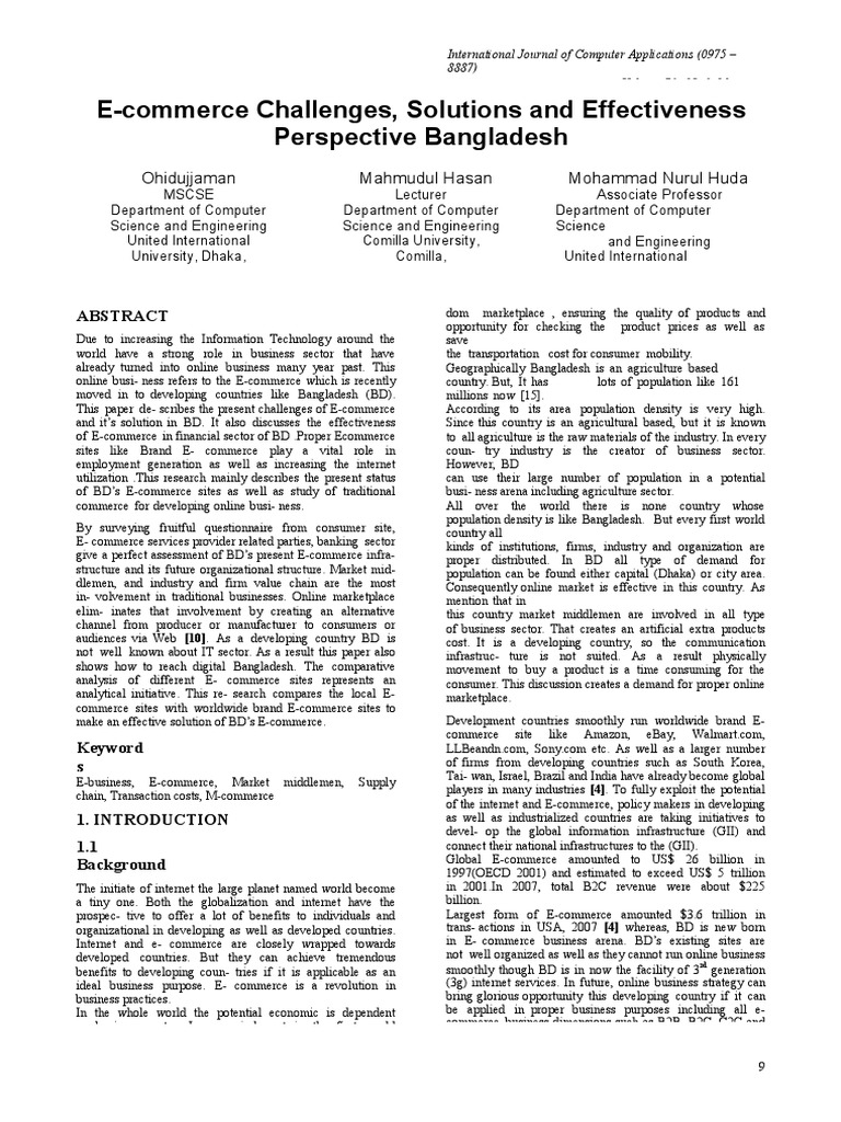 E-commerce Challenges and Solutions in BD | PDF | E Commerce | Payment ...