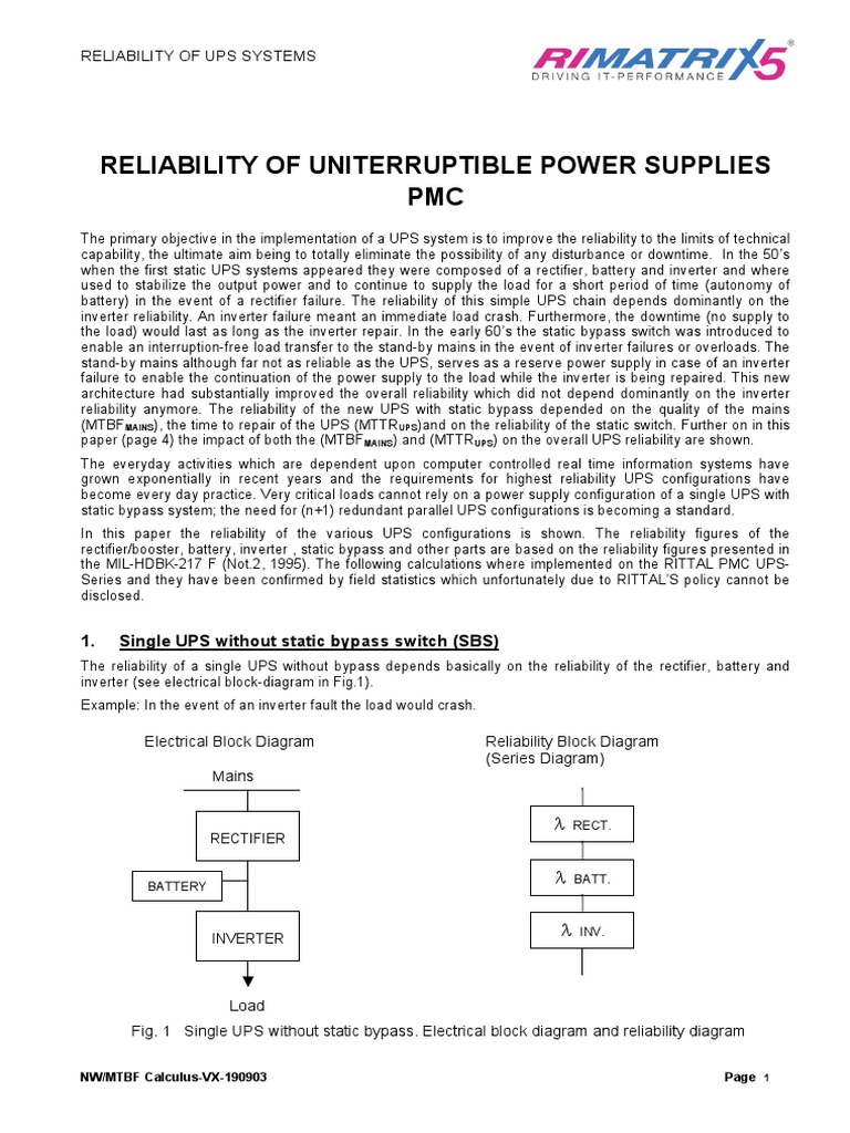 UPS Reliability and MTTR Analysis | PDF | Reliability Engineering ...