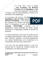 Communiqué Du Conseil Des Ministres Du 10 Avril 2015