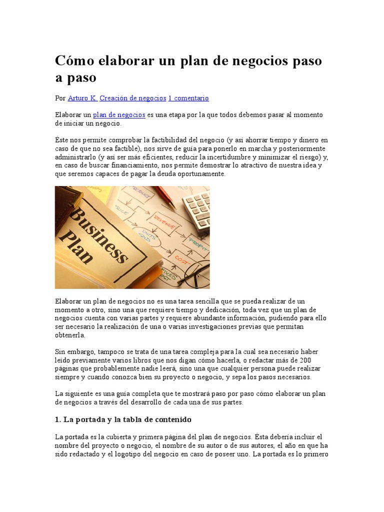 Cómo Elaborar Un Plan de Negocios Paso A Paso | PDF | Presupuesto ...