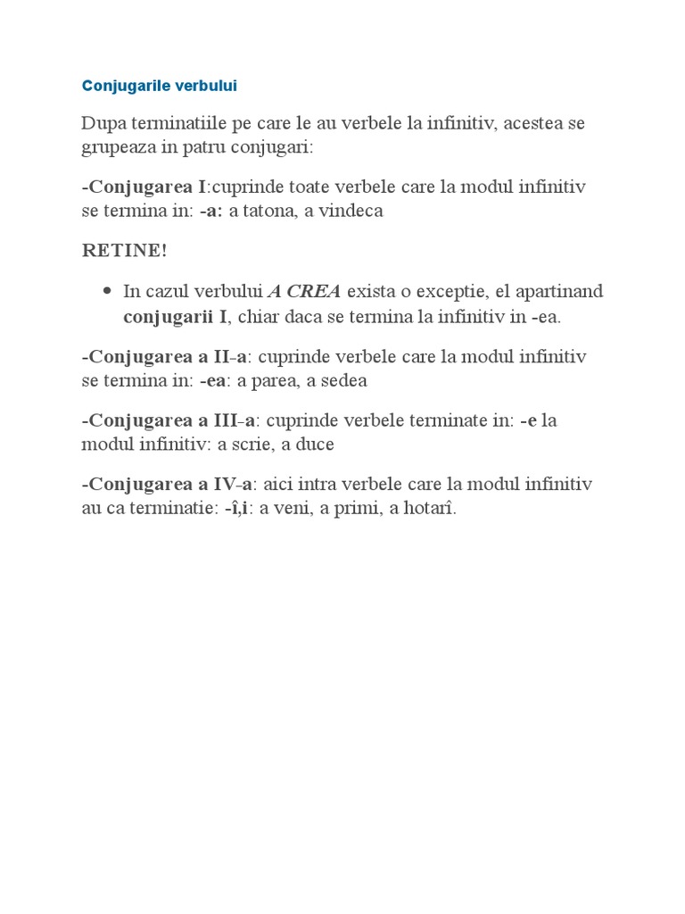 Conjugarile Verbului 1 2 3 4 | PDF