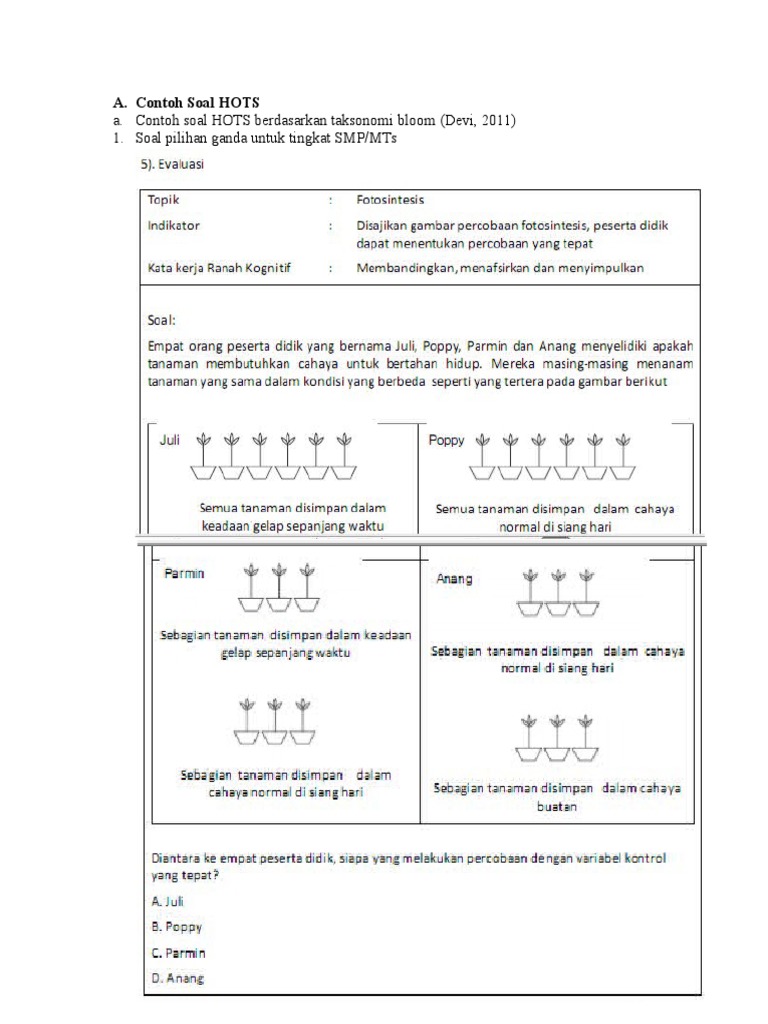 Contoh Soal Hots Unbk