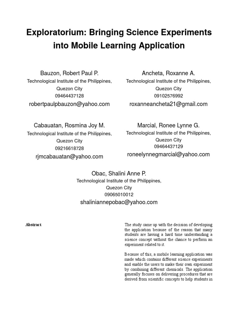 Exploratorium - Bringing Science Experiments Into Mobile Learning ...