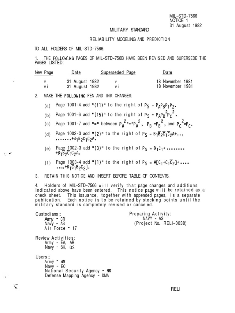 MIL-STD-756B Reliability Standard Update | PDF | Reliability ...