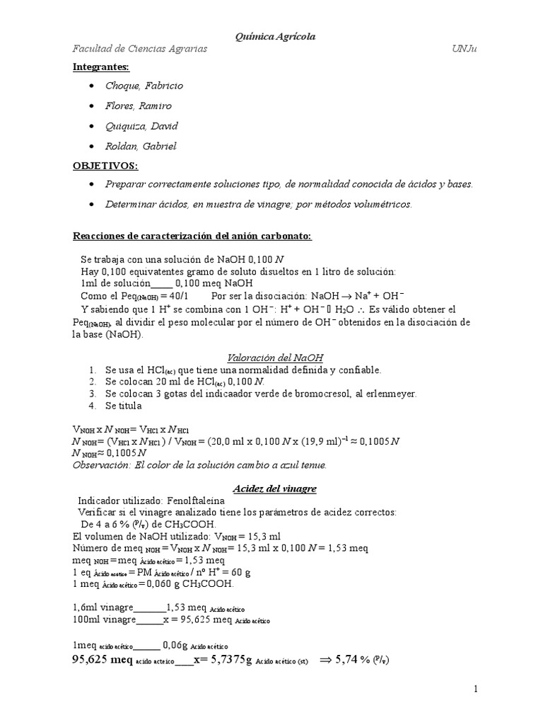 Lab QA #3 Alcalimetria | PDF | Ciencia y matemáticas
