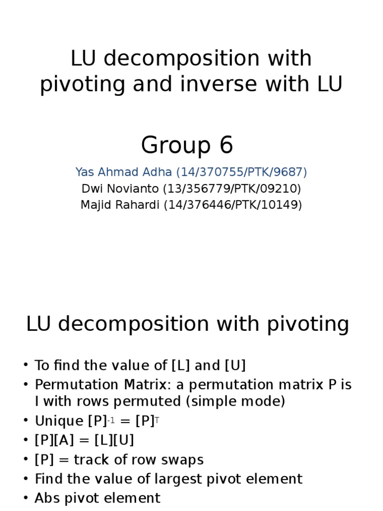LU Decomposition & Inverse Guide | PDF | Teaching Methods & Materials