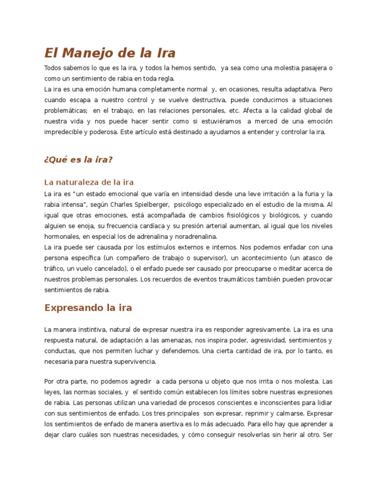 El Manejo de La Ira | PDF | Ira | Las emociones
