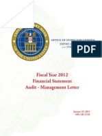 Fiscal Year 2012 Financial Statement Audit - Management Letter